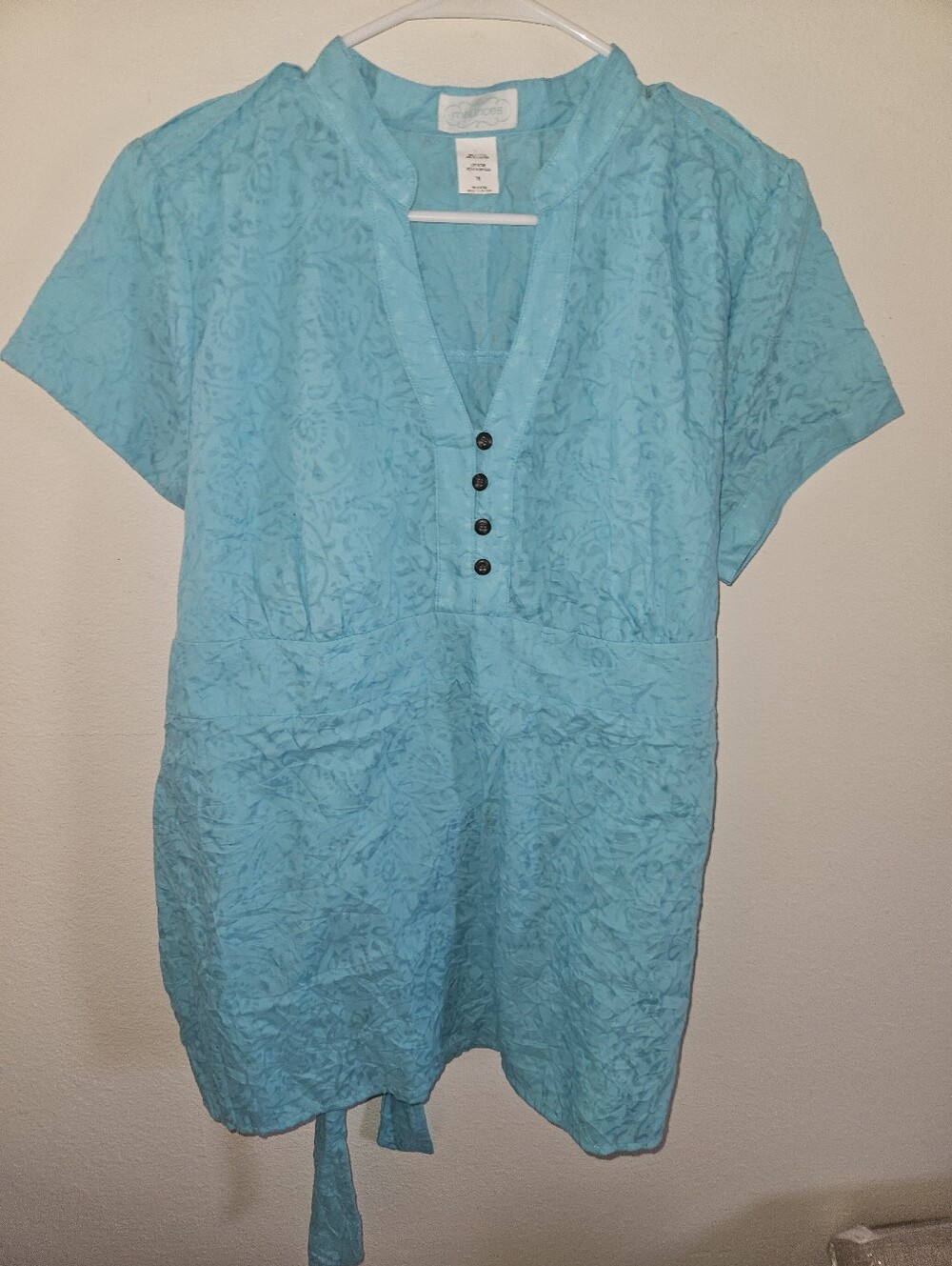 Maurices Womans Blue V Neck Shortnsleeve Top Size Xl